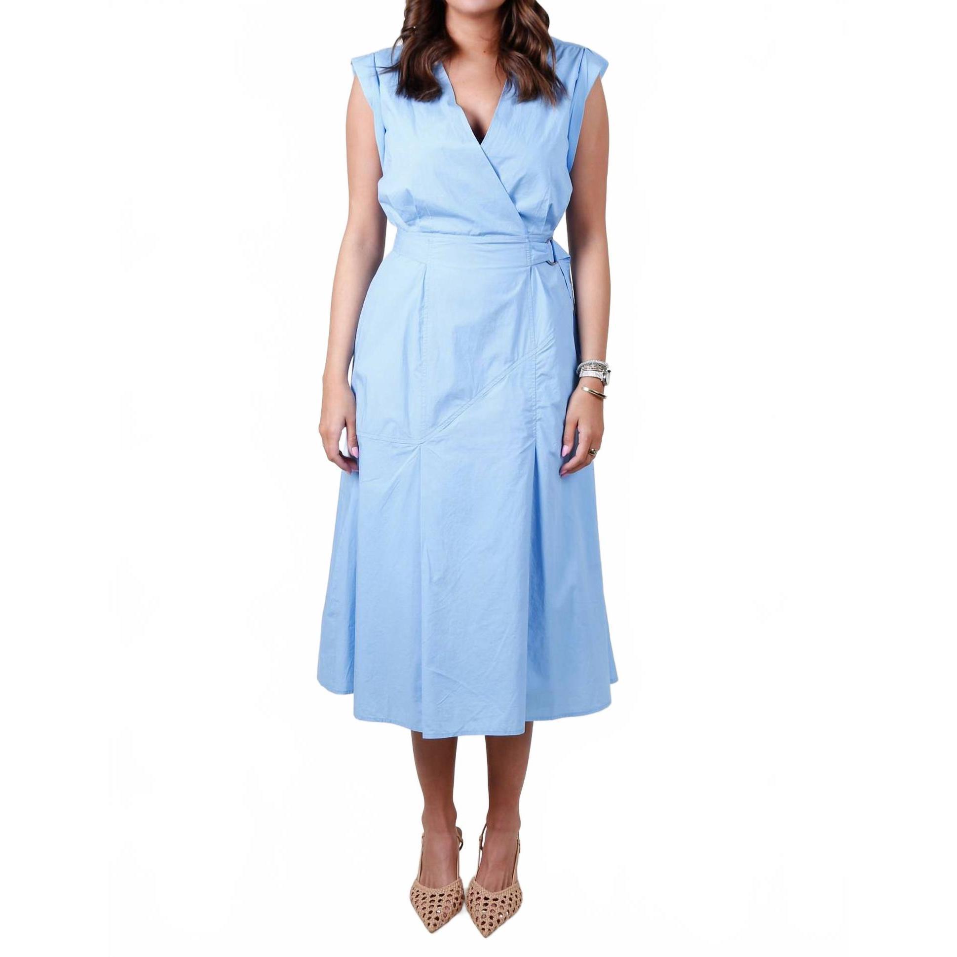 New Derek Lam 10 Crosby Arabella Belted Midi Dress In Azure
